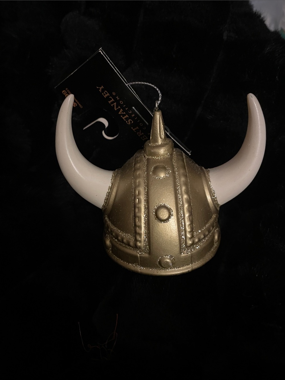 Robert Stanley Gold and White Viking Horn Ornament